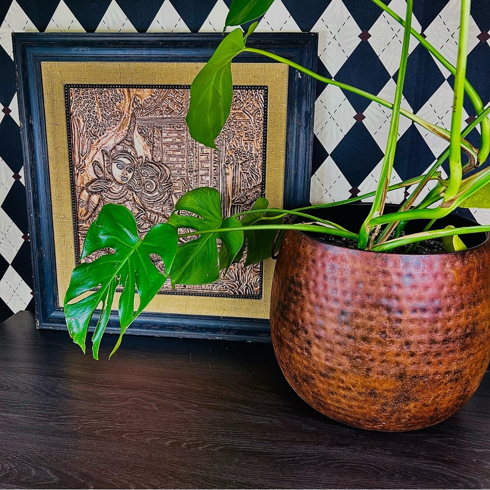 Oversized Framed Repoussé Copper-Tone 25” Devotional Panel Relief Art MidCentury - Picture 15 of 17
